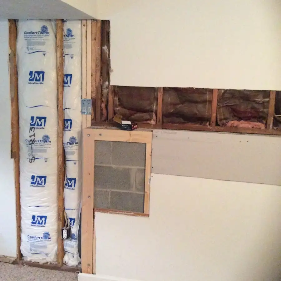 Wall insulation replacement during Basement Flood Cleanup in Egelston